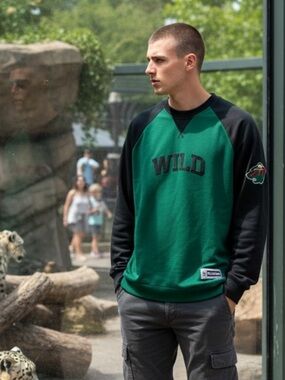 Reebok Green and Black Wild Long Sleeve Shirt